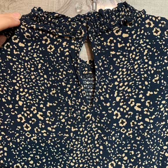 Zara animal print long sleeve dress high collared with elastic waist size Large - Picture 5 of 7